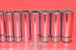 Snap-On 1/4 Drive 12 pc. Flank 6-POINT Metric 4mm 14mm Deep Well Socket Set