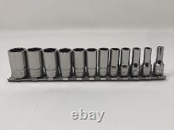 Snap On 1/4 Drive 12pc Semi-Deep 6 Point 5mm 15mm Metric Socket Set 112TMMSY