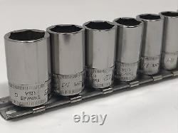 Snap On 1/4 Drive 12pc Semi-Deep 6 Point 5mm 15mm Metric Socket Set 112TMMSY