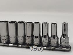 Snap On 1/4 Drive 12pc Semi-Deep 6 Point 5mm 15mm Metric Socket Set 112TMMSY