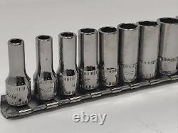 Snap On 1/4 Drive 12pc Semi-Deep 6 Point 5mm 15mm Metric Socket Set 112TMMSY