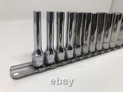 Snap On 1/4 Drive 13pc Deep 6 Point 4mm 15mm Metric Socket Set 112STMMY