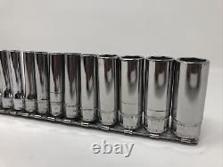 Snap On 1/4 Drive 13pc Deep 6 Point 4mm 15mm Metric Socket Set 112STMMY