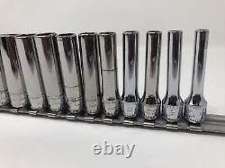 Snap On 1/4 Drive 13pc Deep 6 Point 4mm 15mm Metric Socket Set 112STMMY