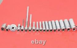 Snap-On 1/4 Drive 34 PIECE 6-Point SAE Shallow Deep General Service Socket Set