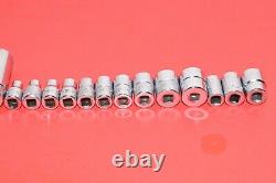 Snap-On 1/4 Drive 34 PIECE 6-Point SAE Shallow Deep General Service Socket Set