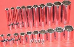 Snap-On 1/4 Drive 34 PIECE 6-Point SAE Shallow Deep General Service Socket Set