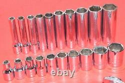 Snap-On 1/4 Drive 34 PIECE 6-Point SAE Shallow Deep General Service Socket Set