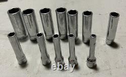 Snap On 1/4 Drive 6 Point Deep Sstmm Sockets 4,5,5.5,6,7,9,10,11,12,13,14,15