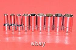 Snap-On 1/4 Drive 9pc Metric 5mm 14mm Semi-Deep Well 6-POINT Flank Socket Set