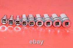 Snap-On 1/4 Drive 9pc Metric 5mm 14mm Semi-Deep Well 6-POINT Flank Socket Set