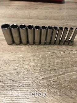 Snap On 1/4 Drive Deep Sockets 12 Piece 5mm-15mm 6 Point NEW