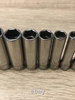 Snap On 1/4 Drive Deep Sockets 12 Piece 5mm-15mm 6 Point NEW