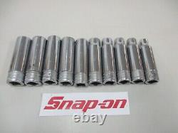 Snap On 10 Pc TSM 1/2 Drive 6 Point Metric Deep Sockets 10,12,13,14,15,16.20