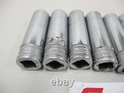 Snap On 10 Pc TSM 1/2 Drive 6 Point Metric Deep Sockets 10,12,13,14,15,16.20