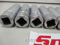 Snap On 10 Pc TSM 1/2 Drive 6 Point Metric Deep Sockets 10,12,13,14,15,16.20