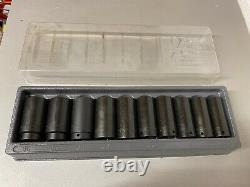 Snap On 10pc 1/2 drive 6-point metric flank drive deep impact socket set 25-36m