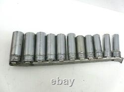 Snap-On 11 Pc 3/8 Drive 6-point Metric Flank Drive Deep Socket Set SFSM9-19mm