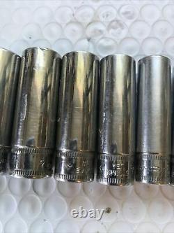Snap-On 11 Piece 1/4 Drive Deep Well STMM Metric Socket Set 4mm-14mm 6 Point