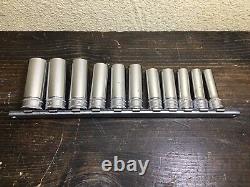 Snap-On 11 Piece 3/8 Drive 12 Point Metric Flank Drive Deep Socket Set SFM