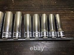 Snap-On 11 Piece 3/8 Drive 12 Point Metric Flank Drive Deep Socket Set SFM