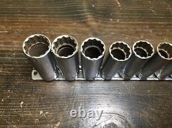 Snap-On 11 Piece 3/8 Drive 12 Point Metric Flank Drive Deep Socket Set SFM