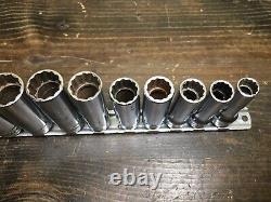 Snap-On 11 Piece 3/8 Drive 12 Point Metric Flank Drive Deep Socket Set SFM