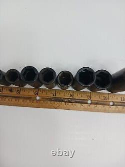 Snap On 11 pc 3/8 Drive 6-Point Metric Deep Impact Socket SET IMFMS