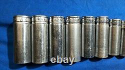 Snap-On 11 pc 3/8 Drive 6-Point SAE Flank Drive Deep Socket Set 211SFSY