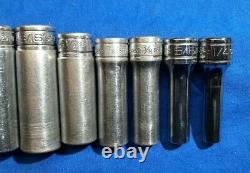 Snap-On 11 pc 3/8 Drive 6-Point SAE Flank Drive Deep Socket Set 211SFSY