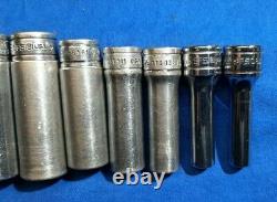 Snap-On 11 pc 3/8 Drive 6-Point SAE Flank Drive Deep Socket Set 211SFSY