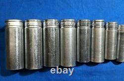 Snap-On 11 pc 3/8 Drive 6-Point SAE Flank Drive Deep Socket Set 211SFSY