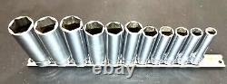 Snap On 11-piece 3/8 Drive Metric Deep 6-point Socket Set 9-19mm USA (c)