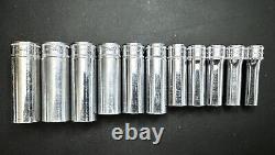 Snap On 11-piece 3/8 Drive Metric Deep 6-point Socket Set 9-19mm USA (c)