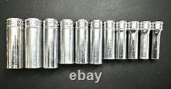 Snap On 11-piece 3/8 Drive Metric Deep 6-point Socket Set 9-19mm USA (c)