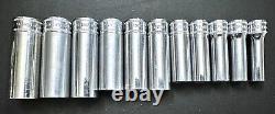 Snap On 11-piece 3/8 Drive Metric Deep 6-point Socket Set 9-19mm USA (c)