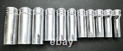 Snap On 11-piece 3/8 Drive Metric Deep 6-point Socket Set 9-19mm USA (c)