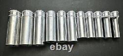 Snap On 11-piece 3/8 Drive Metric Deep 6-point Socket Set 9-19mm USA (c)