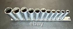 Snap On 11-piece 3/8 Drive Metric Deep 6-point Socket Set 9-19mm USA (c)