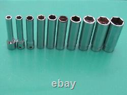 Snap On 110stmy 10 Pc 1/4 Drive 6 Point Sae Deep Socket 3/16 9/16 Underline