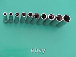 Snap On 110stmy 10 Pc 1/4 Drive 6 Point Sae Deep Socket 3/16 9/16 Underline