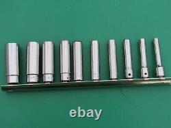 Snap On 110stmy 10 Pc 1/4 Drive 6 Point Sae Deep Socket 3/16 9/16 Underline