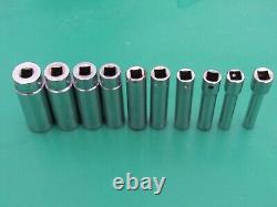 Snap On 110stmy 10 Pc 1/4 Drive 6 Point Sae Deep Socket 3/16 9/16 Underline