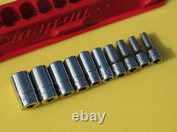 Snap On 110tmsy 10 Pc 1/4 Drive 6 Point Sae Semi Deep Socket 3/16' 916 MID