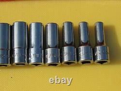 Snap On 110tmsy 10 Pc 1/4 Drive 6 Point Sae Semi Deep Socket 3/16' 916 MID