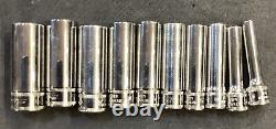 Snap On 112STMMY 1/4 Drive 6 Point Chrome Metric Deep Socket Set Missing 5, 7