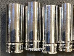 Snap On 112STMMY 1/4 Drive 6 Point Chrome Metric Deep Socket Set Missing 5, 7