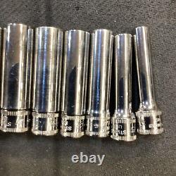 Snap On 112STMMY 1/4 Drive 6 Point Chrome Metric Deep Socket Set Missing 5, 7