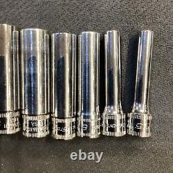 Snap On 112STMMY 1/4 Drive 6 Point Chrome Metric Deep Socket Set Missing 5, 7