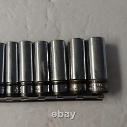 Snap On 11pc 1/4 Drive 6 Point Metric Deep Socket Set, 4mm to 14mm